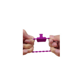 Anneau violet vibrant silicone avec langue picot 